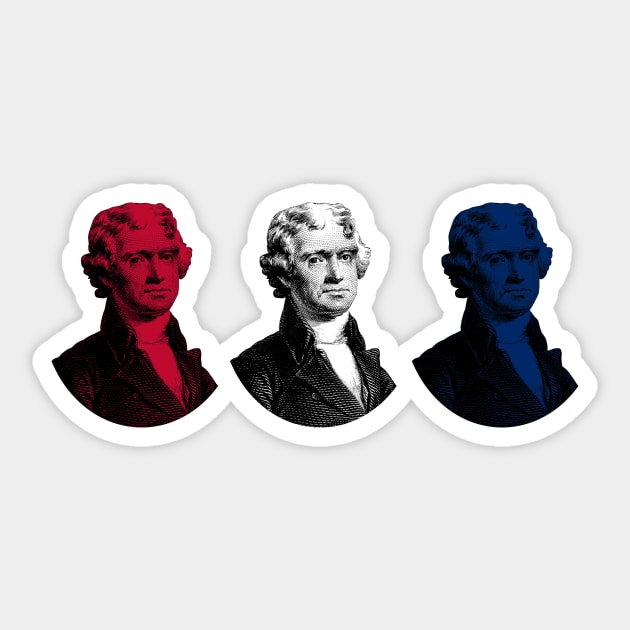 President Thomas Jefferson - Red, White, and Blue Sticker by warishellstore